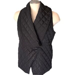 Soft Surroundings Snowline Diamond Quilted Cross Over Puffer Vest in Black